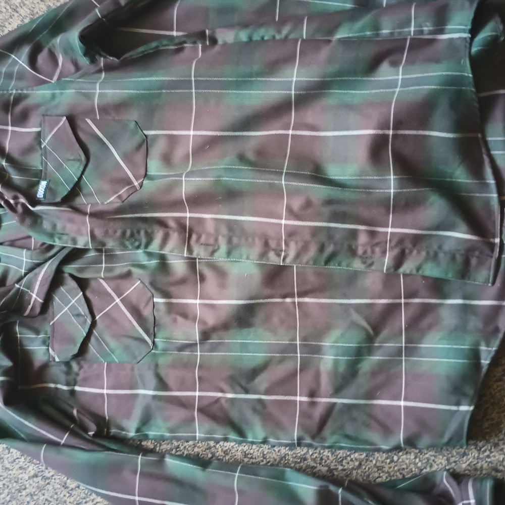 DIXXON Green and Brown Plaid Shirt